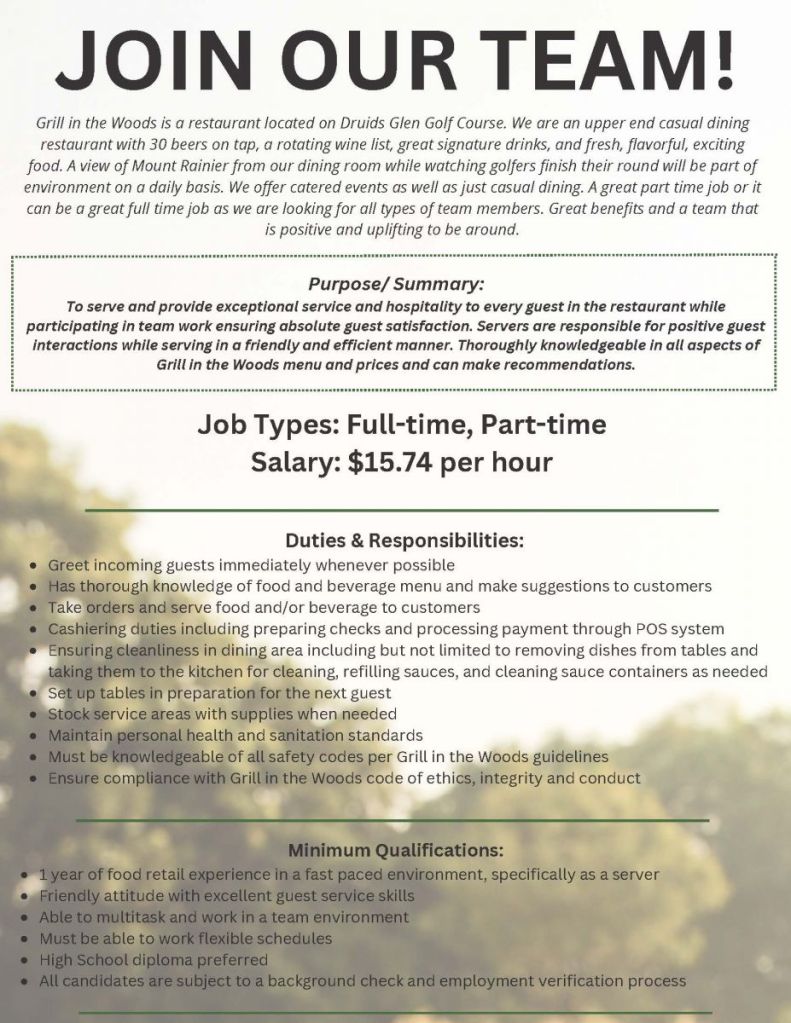 page one of employment flyer