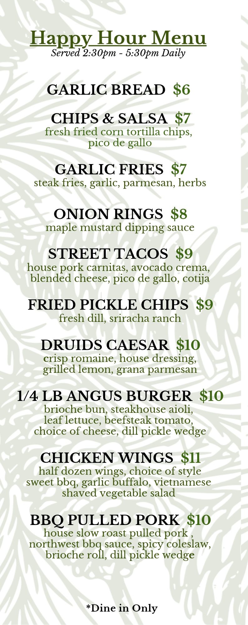 Happy Hour Menu
